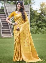 Organza Yellow Traditional Wear Printed Saree